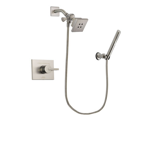 Delta Vero Stainless Steel Finish Shower Faucet System Package with Square Showerhead and Modern Handheld Shower Spray Includes Rough-in Valve DSP2120V
