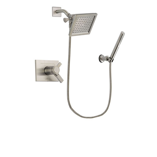 Delta Vero Stainless Steel Finish Thermostatic Shower Faucet System Package with 6.5-inch Square Rain Showerhead and Modern Handheld Shower Spray Includes Rough-in Valve DSP2132V