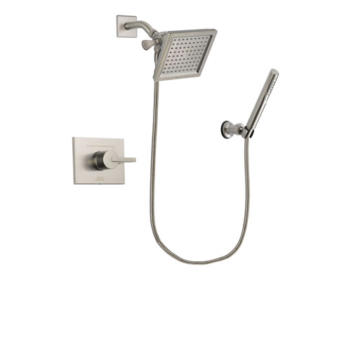 Delta Vero Stainless Steel Finish Shower Faucet System Package with 6.5-inch Square Rain Showerhead and Modern Handheld Shower Spray Includes Rough-in Valve DSP2138V