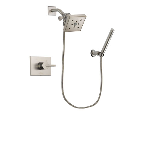 Delta Vero Stainless Steel Finish Shower Faucet System Package with Square Shower Head and Modern Handheld Shower Spray Includes Rough-in Valve DSP2156V