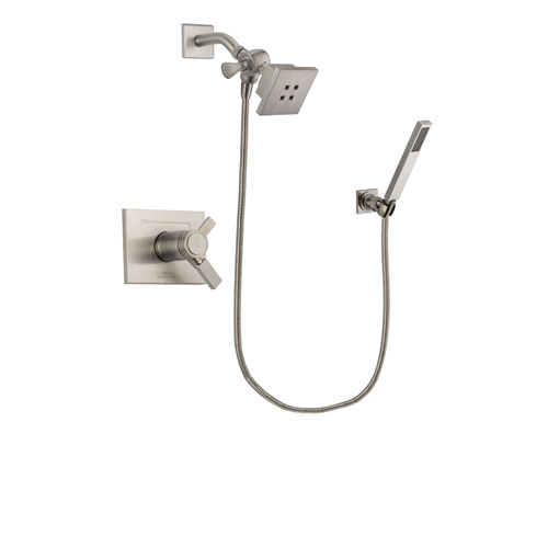 Delta Vero Stainless Steel Finish Thermostatic Shower Faucet System Package with Square Showerhead and Wall-Mount Handheld Shower Stick Includes Rough-in Valve DSP2168V