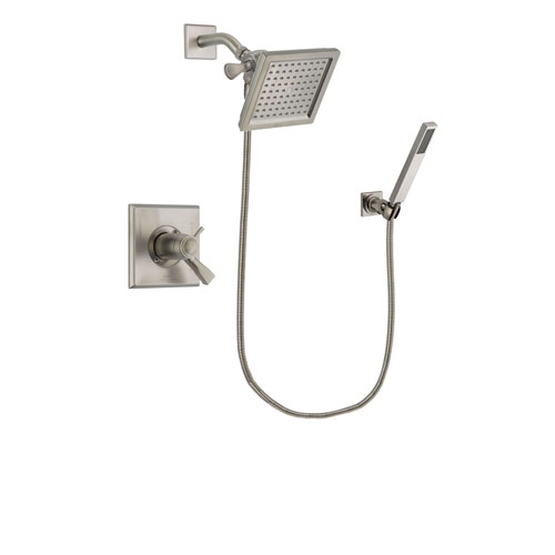 Delta Dryden Stainless Steel Finish Thermostatic Shower Faucet System Package with 6.5-inch Square Rain Showerhead and Wall-Mount Handheld Shower Stick Includes Rough-in Valve DSP2184V