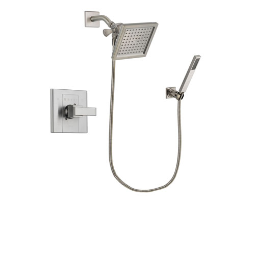 Delta Arzo Stainless Steel Finish Shower Faucet System Package with 6.5-inch Square Rain Showerhead and Wall-Mount Handheld Shower Stick Includes Rough-in Valve DSP2194V
