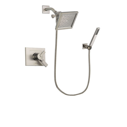 Delta Vero Stainless Steel Finish Dual Control Shower Faucet System Package with 6.5-inch Square Rain Showerhead and Wall-Mount Handheld Shower Stick Includes Rough-in Valve DSP2198V