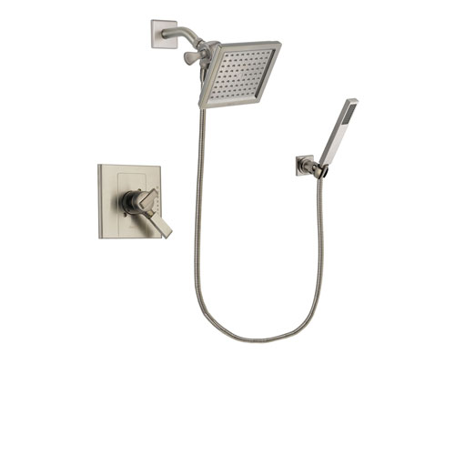 Delta Arzo Stainless Steel Finish Dual Control Shower Faucet System Package with 6.5-inch Square Rain Showerhead and Wall-Mount Handheld Shower Stick Includes Rough-in Valve DSP2200V