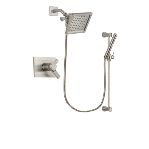 Delta Vero Stainless Steel Finish Thermostatic Shower Faucet System Package with 6.5-inch Square Rain Showerhead and Handheld Shower Spray with Slide Bar Includes Rough-in Valve DSP2294V