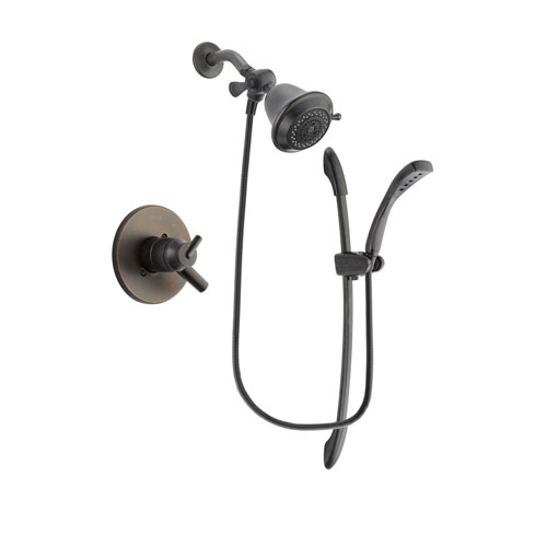 Delta Trinsic Venetian Bronze Finish Dual Control Shower Faucet System Package with Shower Head and 1-Spray Handshower with Slide Bar Includes Rough-in Valve DSP2402V