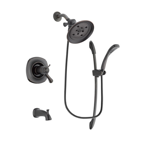 Delta Addison Venetian Bronze Finish Thermostatic Tub and Shower Faucet System Package with Large Rain Shower Head and 1-Spray Handshower with Slide Bar Includes Rough-in Valve and Tub Spout DSP2447V