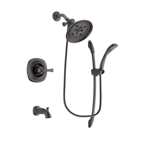 Delta Addison Venetian Bronze Finish Tub and Shower Faucet System Package with Large Rain Shower Head and 1-Spray Handshower with Slide Bar Includes Rough-in Valve and Tub Spout DSP2455V