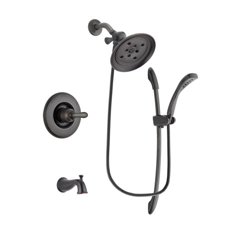 Delta Linden Venetian Bronze Finish Tub and Shower Faucet System Package with Large Rain Shower Head and 1-Spray Handshower with Slide Bar Includes Rough-in Valve and Tub Spout DSP2457V
