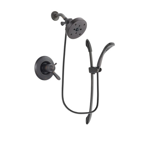 Delta Lahara Venetian Bronze Finish Thermostatic Shower Faucet System Package with 5-1/2 inch Showerhead and 1-Spray Handshower with Slide Bar Includes Rough-in Valve DSP2472V