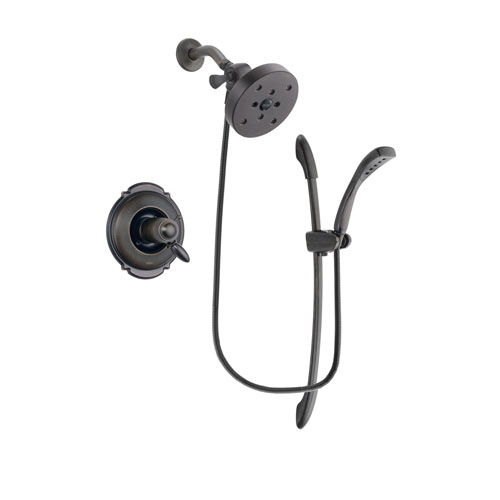 Delta Victorian Venetian Bronze Finish Thermostatic Shower Faucet System Package with 5-1/2 inch Showerhead and 1-Spray Handshower with Slide Bar Includes Rough-in Valve DSP2474V