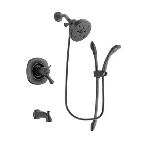 Delta Addison Venetian Bronze Finish Thermostatic Tub and Shower Faucet System Package with 5-1/2 inch Showerhead and 1-Spray Handshower with Slide Bar Includes Rough-in Valve and Tub Spout DSP2477V