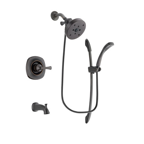 Delta Addison Venetian Bronze Finish Tub and Shower Faucet System Package with 5-1/2 inch Showerhead and 1-Spray Handshower with Slide Bar Includes Rough-in Valve and Tub Spout DSP2485V