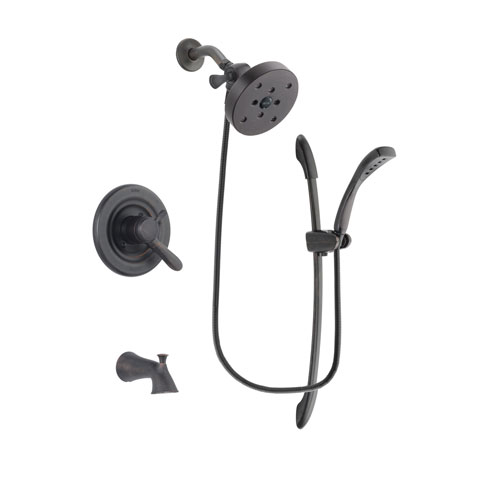 Delta Lahara Venetian Bronze Finish Dual Control Tub and Shower Faucet System Package with 5-1/2 inch Showerhead and 1-Spray Handshower with Slide Bar Includes Rough-in Valve and Tub Spout DSP2489V