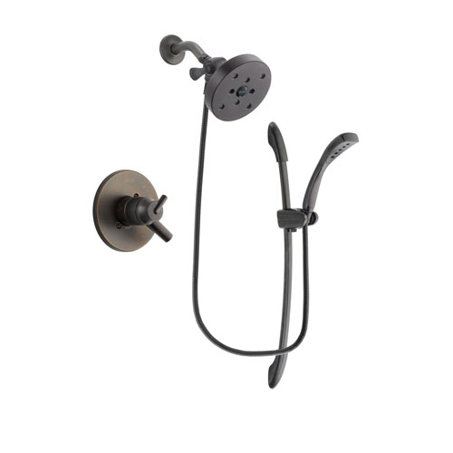 Delta Trinsic Venetian Bronze Finish Dual Control Shower Faucet System Package with 5-1/2 inch Showerhead and 1-Spray Handshower with Slide Bar Includes Rough-in Valve DSP2492V