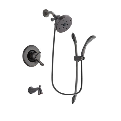Delta Linden Venetian Bronze Finish Dual Control Tub and Shower Faucet System Package with 5-1/2 inch Showerhead and 1-Spray Handshower with Slide Bar Includes Rough-in Valve and Tub Spout DSP2497V
