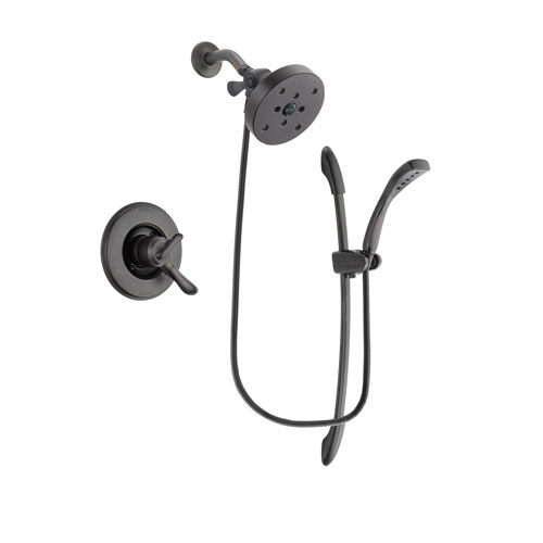 Delta Linden Venetian Bronze Finish Dual Control Shower Faucet System Package with 5-1/2 inch Showerhead and 1-Spray Handshower with Slide Bar Includes Rough-in Valve DSP2498V