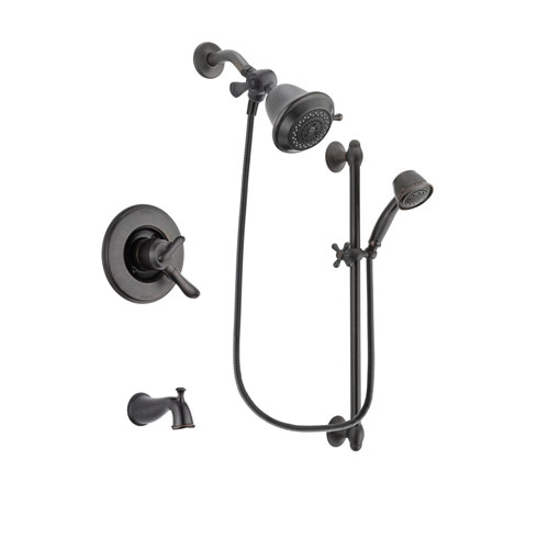 Delta Linden Venetian Bronze Finish Dual Control Tub and Shower Faucet System Package with Shower Head and 5-Spray Personal Handshower with Slide Bar Includes Rough-in Valve and Tub Spout DSP2527V