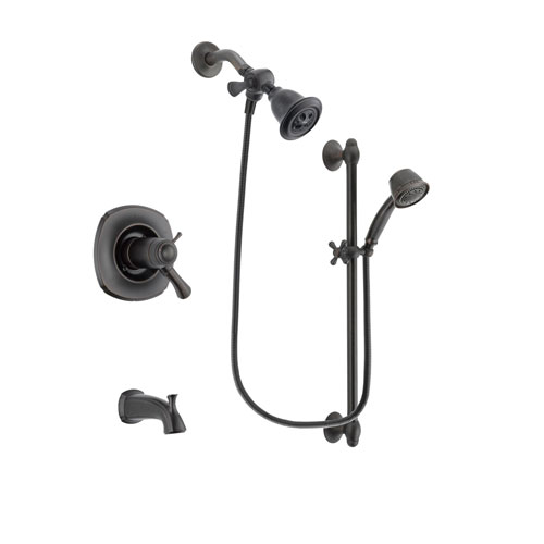 Delta Addison Venetian Bronze Finish Thermostatic Tub and Shower Faucet System Package with Water Efficient Showerhead and 5-Spray Personal Handshower with Slide Bar Includes Rough-in Valve and Tub Spout DSP2537V