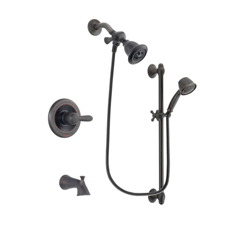 Delta Lahara Venetian Bronze Finish Tub and Shower Faucet System Package with Water Efficient Showerhead and 5-Spray Personal Handshower with Slide Bar Includes Rough-in Valve and Tub Spout DSP2541V