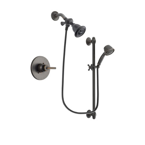 Delta Trinsic Venetian Bronze Finish Shower Faucet System Package with Water Efficient Showerhead and 5-Spray Personal Handshower with Slide Bar Includes Rough-in Valve DSP2544V