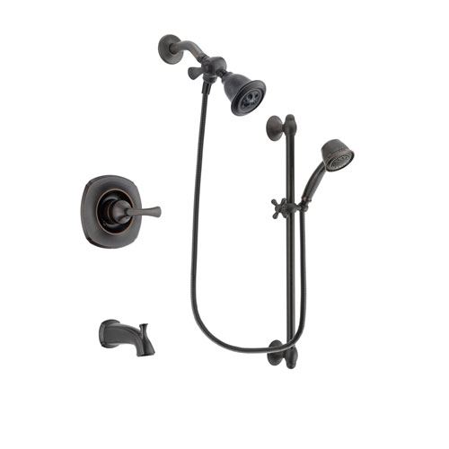 Delta Addison Venetian Bronze Finish Tub and Shower Faucet System Package with Water Efficient Showerhead and 5-Spray Personal Handshower with Slide Bar Includes Rough-in Valve and Tub Spout DSP2545V