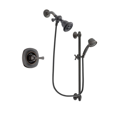 Delta Addison Venetian Bronze Finish Shower Faucet System Package with Water Efficient Showerhead and 5-Spray Personal Handshower with Slide Bar Includes Rough-in Valve DSP2546V