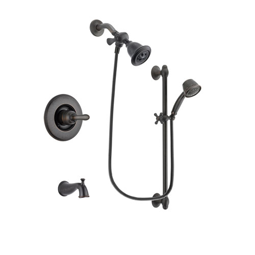 Delta Linden Venetian Bronze Finish Tub and Shower Faucet System Package with Water Efficient Showerhead and 5-Spray Personal Handshower with Slide Bar Includes Rough-in Valve and Tub Spout DSP2547V