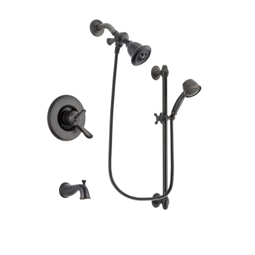 Delta Linden Venetian Bronze Finish Dual Control Tub and Shower Faucet System Package with Water Efficient Showerhead and 5-Spray Personal Handshower with Slide Bar Includes Rough-in Valve and Tub Spout DSP2557V