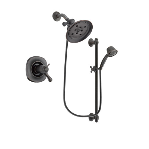 Delta Addison Venetian Bronze Finish Thermostatic Shower Faucet System Package with Large Rain Shower Head and 5-Spray Personal Handshower with Slide Bar Includes Rough-in Valve DSP2568V