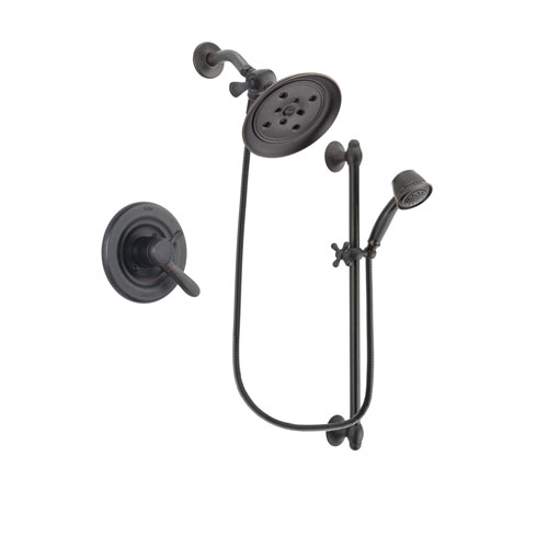 Delta Lahara Venetian Bronze Finish Dual Control Shower Faucet System Package with Large Rain Shower Head and 5-Spray Personal Handshower with Slide Bar Includes Rough-in Valve DSP2580V
