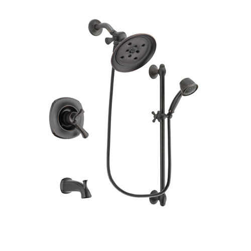 Delta Addison Venetian Bronze Finish Dual Control Tub and Shower Faucet System Package with Large Rain Shower Head and 5-Spray Personal Handshower with Slide Bar Includes Rough-in Valve and Tub Spout DSP2585V