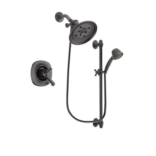 Delta Addison Venetian Bronze Finish Dual Control Shower Faucet System Package with Large Rain Shower Head and 5-Spray Personal Handshower with Slide Bar Includes Rough-in Valve DSP2586V
