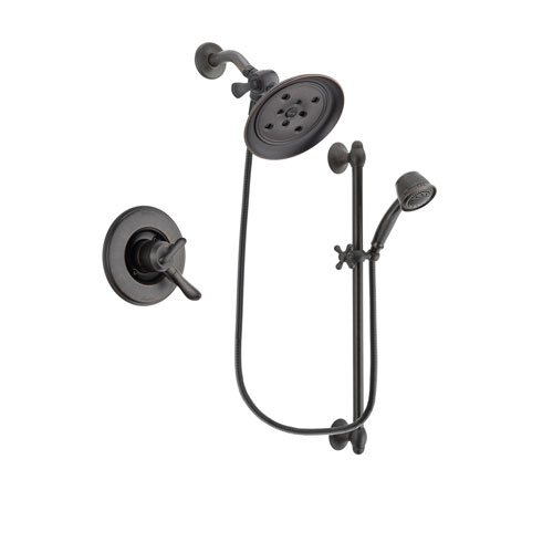 Delta Linden Venetian Bronze Finish Dual Control Shower Faucet System Package with Large Rain Shower Head and 5-Spray Personal Handshower with Slide Bar Includes Rough-in Valve DSP2588V
