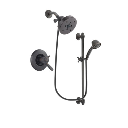 Delta Lahara Venetian Bronze Finish Thermostatic Shower Faucet System Package with 5-1/2 inch Showerhead and 5-Spray Personal Handshower with Slide Bar Includes Rough-in Valve DSP2592V