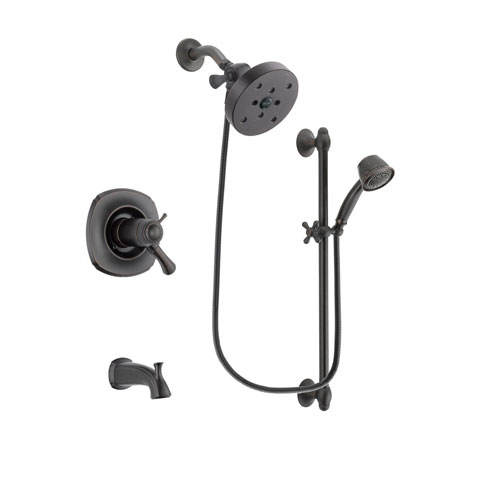 Delta Addison Venetian Bronze Finish Thermostatic Tub and Shower Faucet System Package with 5-1/2 inch Showerhead and 5-Spray Personal Handshower with Slide Bar Includes Rough-in Valve and Tub Spout DSP2597V