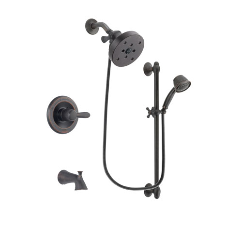 Delta Lahara Venetian Bronze Finish Tub and Shower Faucet System Package with 5-1/2 inch Showerhead and 5-Spray Personal Handshower with Slide Bar Includes Rough-in Valve and Tub Spout DSP2601V