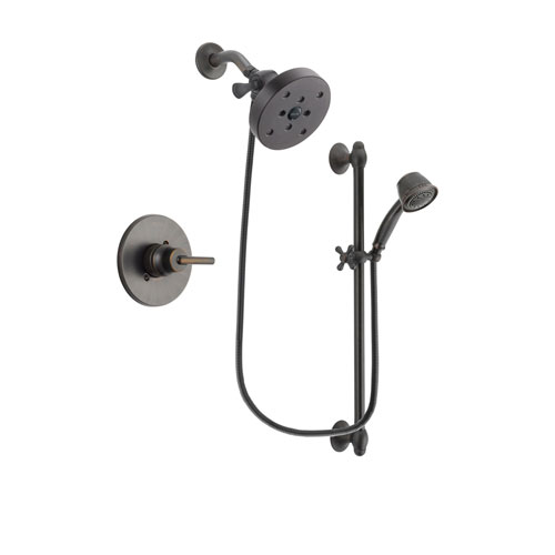 Delta Trinsic Venetian Bronze Finish Shower Faucet System Package with 5-1/2 inch Showerhead and 5-Spray Personal Handshower with Slide Bar Includes Rough-in Valve DSP2604V
