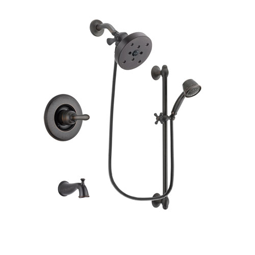 Delta Linden Venetian Bronze Finish Tub and Shower Faucet System Package with 5-1/2 inch Showerhead and 5-Spray Personal Handshower with Slide Bar Includes Rough-in Valve and Tub Spout DSP2607V
