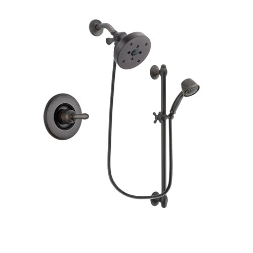 Delta Linden Venetian Bronze Finish Shower Faucet System Package with 5-1/2 inch Showerhead and 5-Spray Personal Handshower with Slide Bar Includes Rough-in Valve DSP2608V