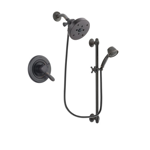 Delta Lahara Venetian Bronze Finish Dual Control Shower Faucet System Package with 5-1/2 inch Showerhead and 5-Spray Personal Handshower with Slide Bar Includes Rough-in Valve DSP2610V