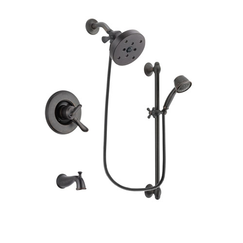Delta Linden Venetian Bronze Finish Dual Control Tub and Shower Faucet System Package with 5-1/2 inch Showerhead and 5-Spray Personal Handshower with Slide Bar Includes Rough-in Valve and Tub Spout DSP2617V