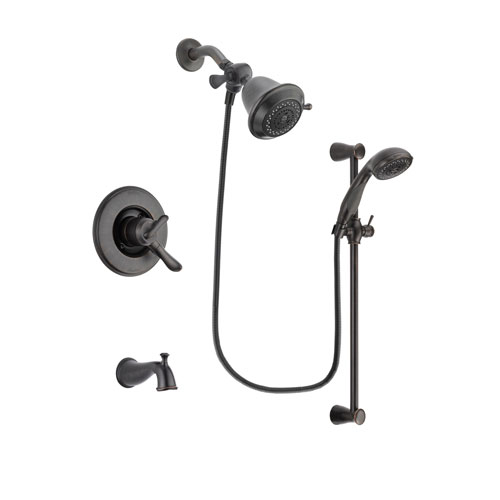 Delta Linden Venetian Bronze Finish Dual Control Tub and Shower Faucet System Package with Shower Head and Personal Handheld Shower Spray with Slide Bar Includes Rough-in Valve and Tub Spout DSP2647V