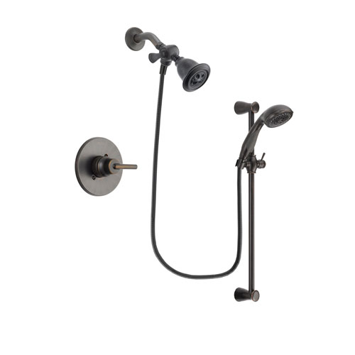 Delta Trinsic Venetian Bronze Finish Shower Faucet System Package with Water Efficient Showerhead and Personal Handheld Shower Spray with Slide Bar Includes Rough-in Valve DSP2664V