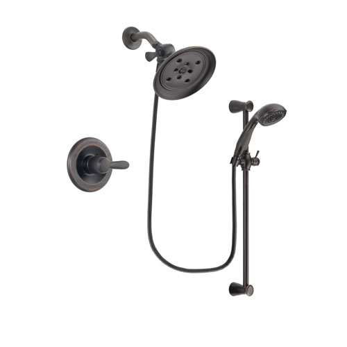 Delta Lahara Venetian Bronze Finish Shower Faucet System Package with Large Rain Shower Head and Personal Handheld Shower Spray with Slide Bar Includes Rough-in Valve DSP2692V