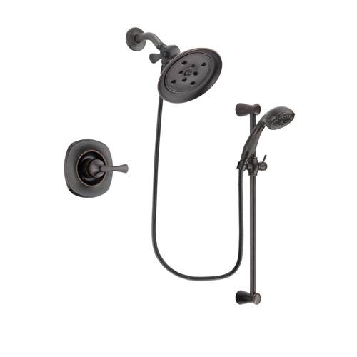 Delta Addison Venetian Bronze Finish Shower Faucet System Package with Large Rain Shower Head and Personal Handheld Shower Spray with Slide Bar Includes Rough-in Valve DSP2696V