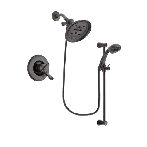 Delta Linden Venetian Bronze Finish Dual Control Shower Faucet System Package with Large Rain Shower Head and Personal Handheld Shower Spray with Slide Bar Includes Rough-in Valve DSP2708V