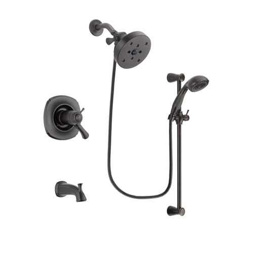 Delta Addison Venetian Bronze Finish Thermostatic Tub and Shower Faucet System Package with 5-1/2 inch Showerhead and Personal Handheld Shower Spray with Slide Bar Includes Rough-in Valve and Tub Spout DSP2717V