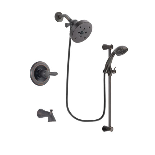 Delta Lahara Venetian Bronze Finish Tub and Shower Faucet System Package with 5-1/2 inch Showerhead and Personal Handheld Shower Spray with Slide Bar Includes Rough-in Valve and Tub Spout DSP2721V